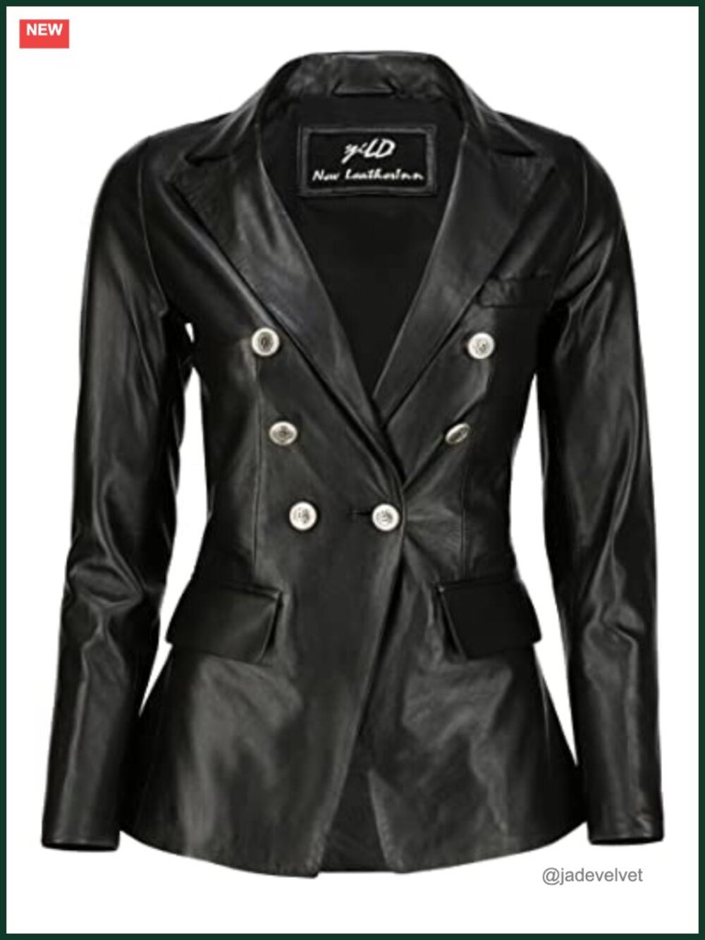 Lambskin Leather Blazer Double Breasted Fancy Buttons Tailored Fit